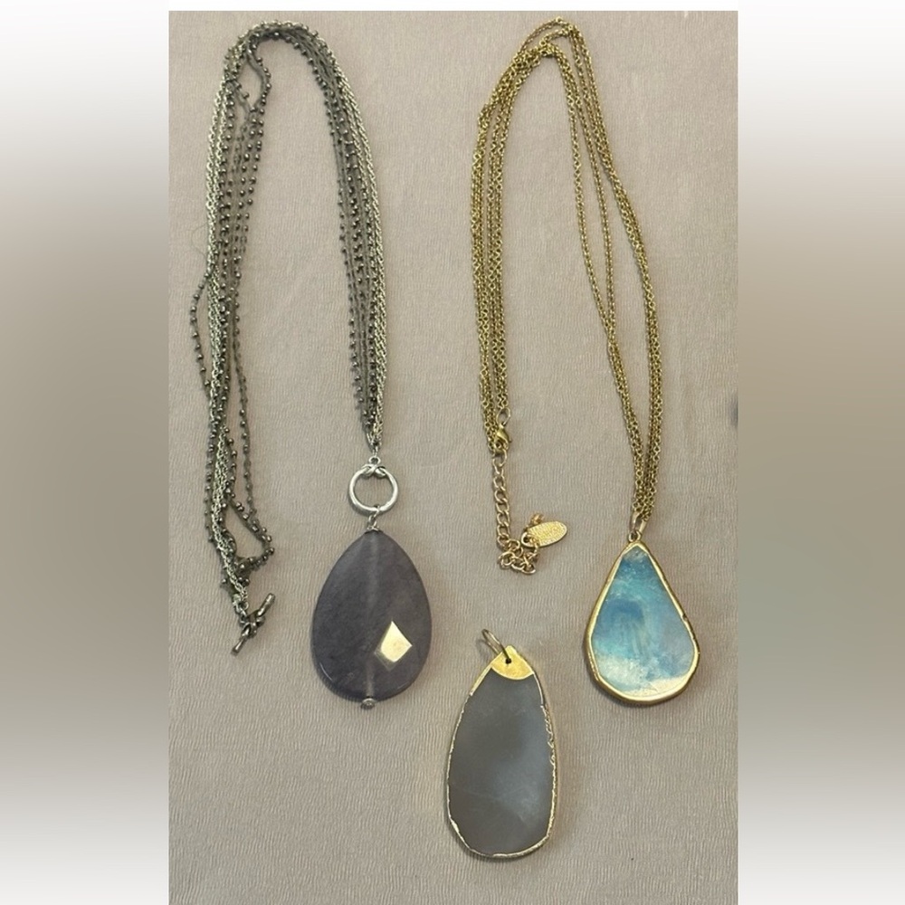 Stone Pendant Chain Necklace Lot w/Pendant